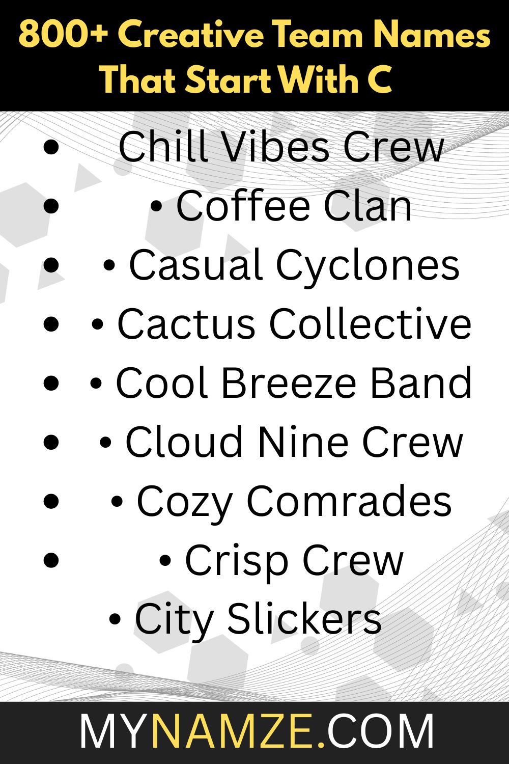 Creative Team Names That Start With C