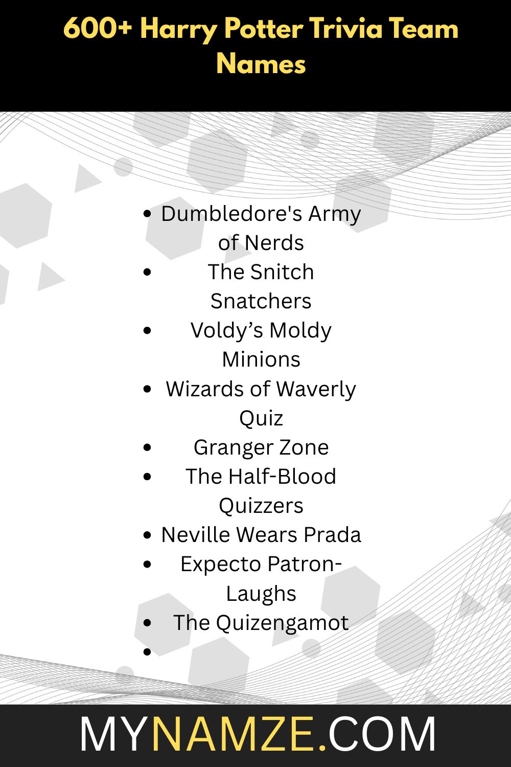 Harry Potter Trivia Team Names