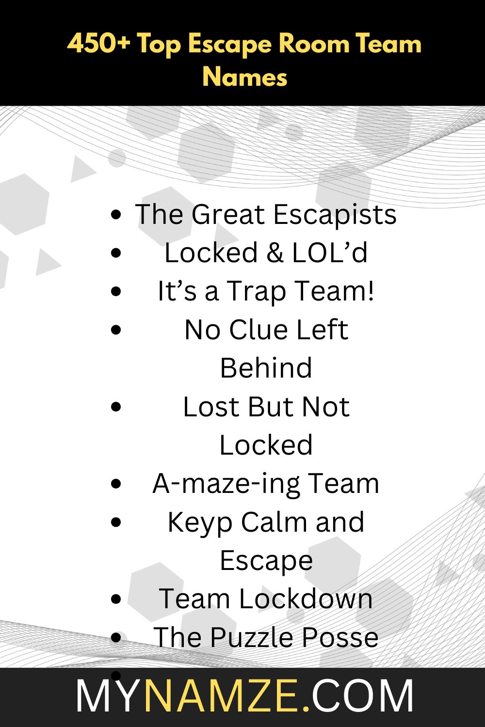 Escape Room Team Names